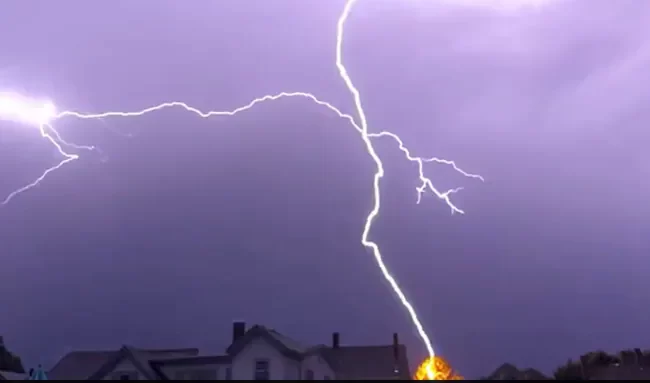 Caught On Camera: Lightning Bolt Strikes 500 Foot Away From US Family