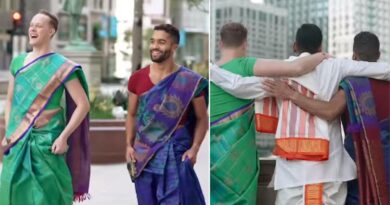 Friends of desi groom arrive at wedding venue in Chicago wearing saree.